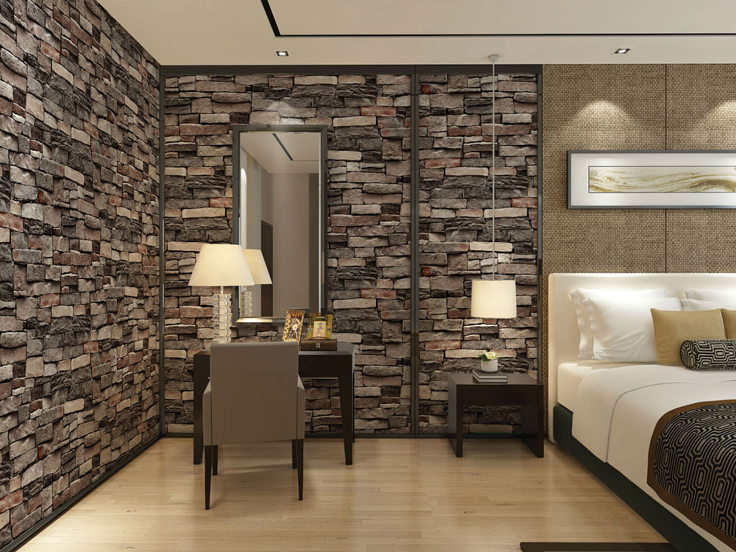 Washable vinyl wallpaper stone
