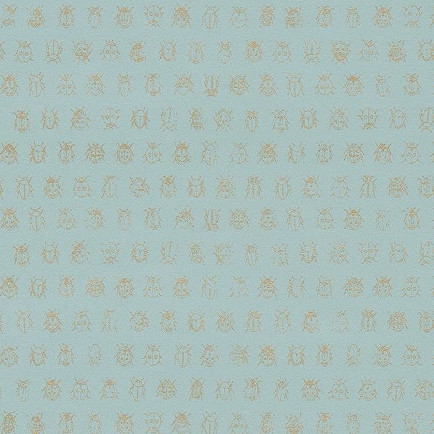 Turquoise wallpaper with golden beetles 375031, Pip Studio 4, Eijffinger