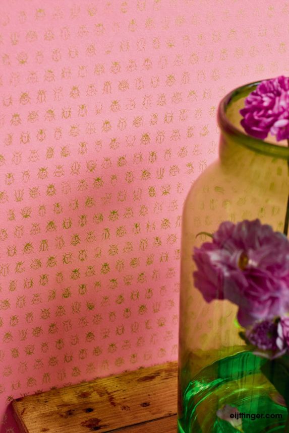 Turquoise wallpaper with golden beetles 375031, Pip Studio 4, Eijffinger