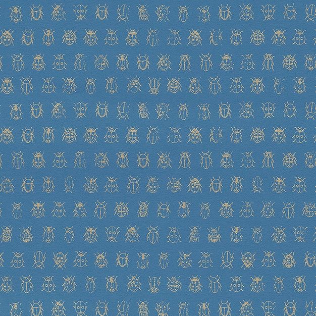 Blue wallpaper with golden beetles 375036, Pip Studio 4, Eijffinger