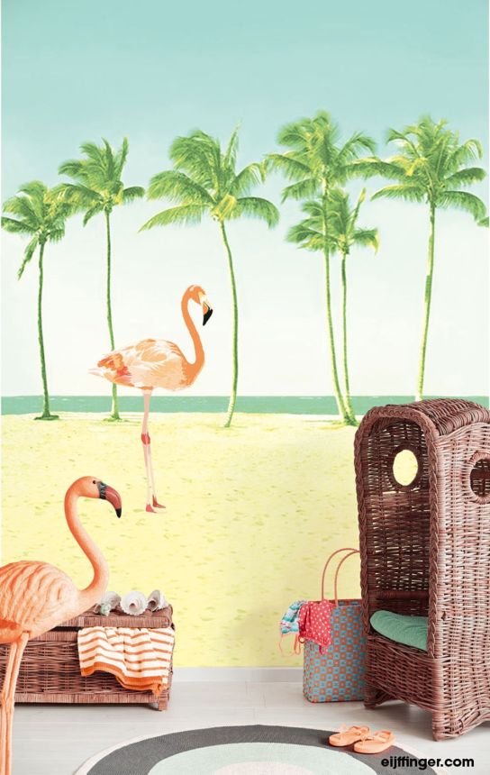 Wall mural Palm trees, flamingo 364146, Wallpower Junior, Eijffinger