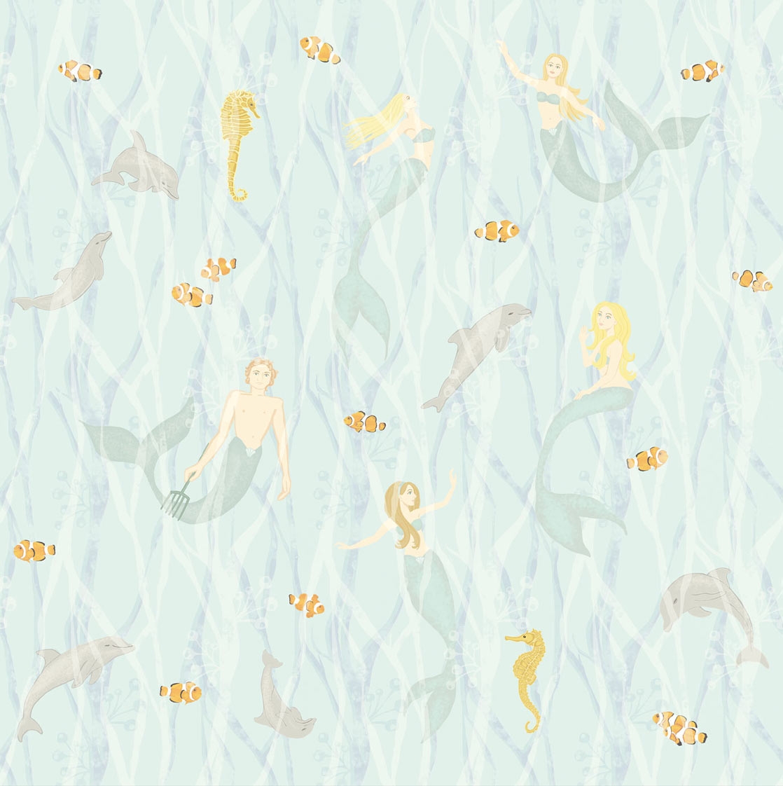 Wall mural Dolphins, mermaids 364149, Wallpower Junior, Eijffinger