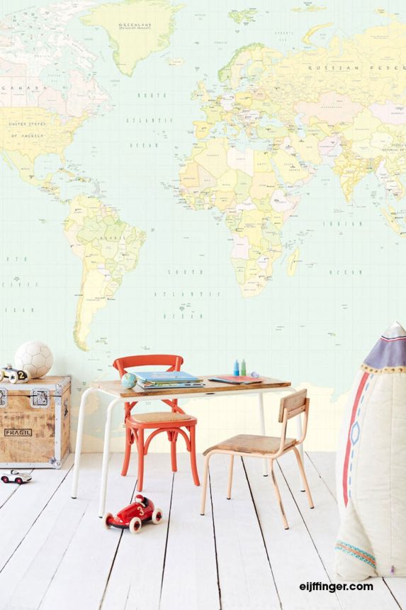 Non-woven wall mural World map 364194, Wallpower Junior, Eijffinger