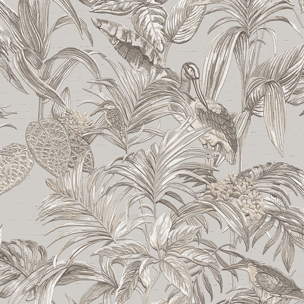 Luxury non-woven wallpaper, grey, birds, leaves, DE120011, Best Sellers, Design ID