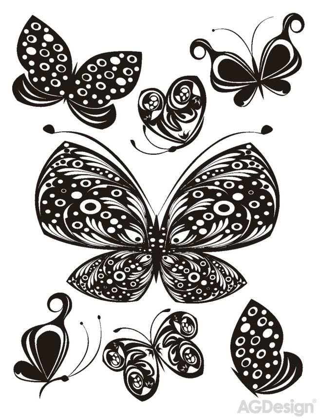 Self-adhesive wall decoration F 0459, Black Butterflies, AG Design