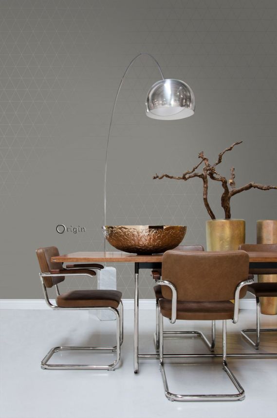 Gray wallpaper, metallic outlines of triangles 347716, City Chic, Origin 