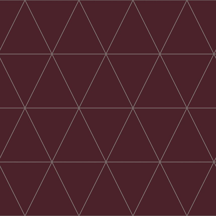 Wine red wallpaper, silver outlines of triangles 347718, City Chic, Origin 