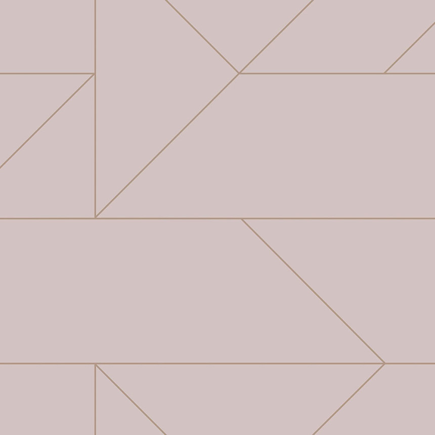 Old pink geometric wallpaper, metallic lines 347721, City Chic, Origin 