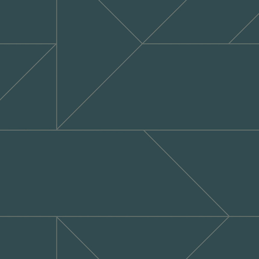 Blue geometric wallpaper, metallic lines 347725, City Chic, Origin 