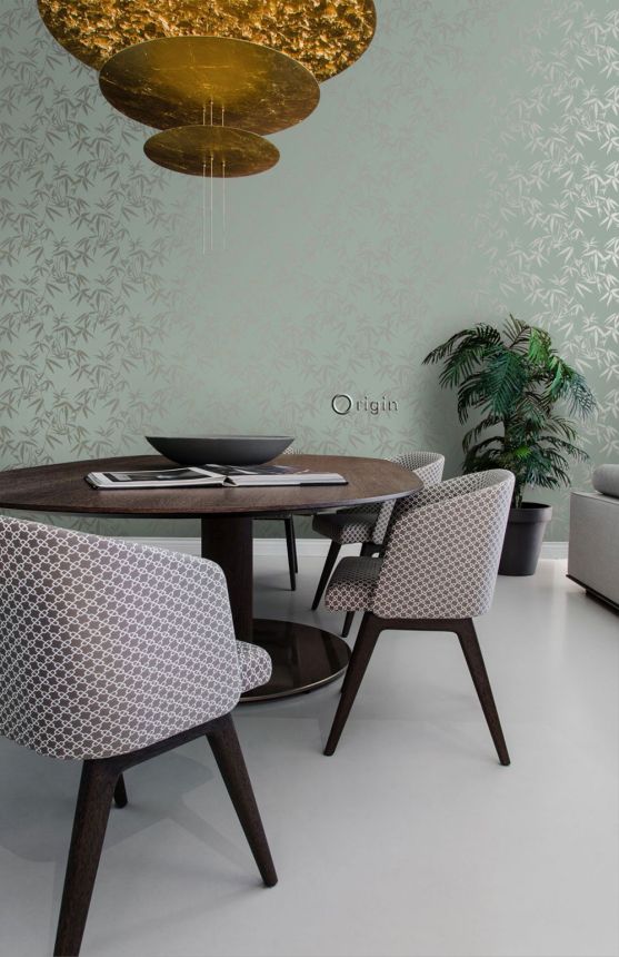 Cream wallpaper, metallic bamboo leaves 347735, City Chic, Origin 