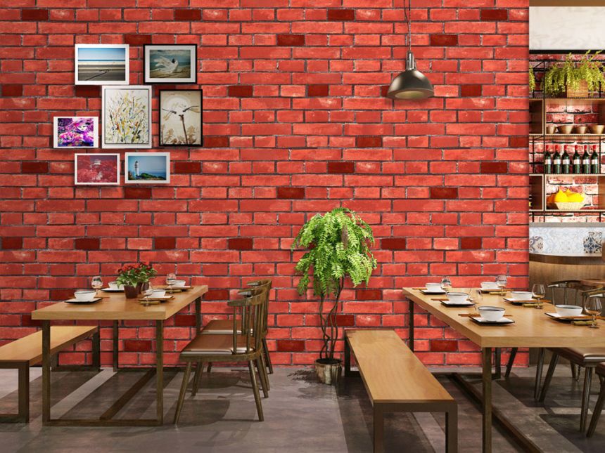 Washable red brick wallpaper, imitation brick wall 555133, Old Friends 3, Vavex 2025