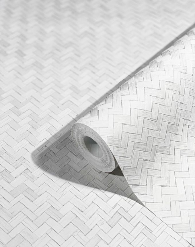 Luxury grey-white wallpaper, woven bamboo 33315, Botanica, Marburg