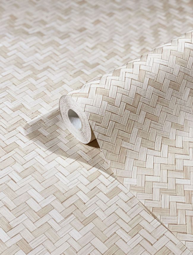 Luxury cream wallpaper, woven bamboo 33333, Botanica, Marburg