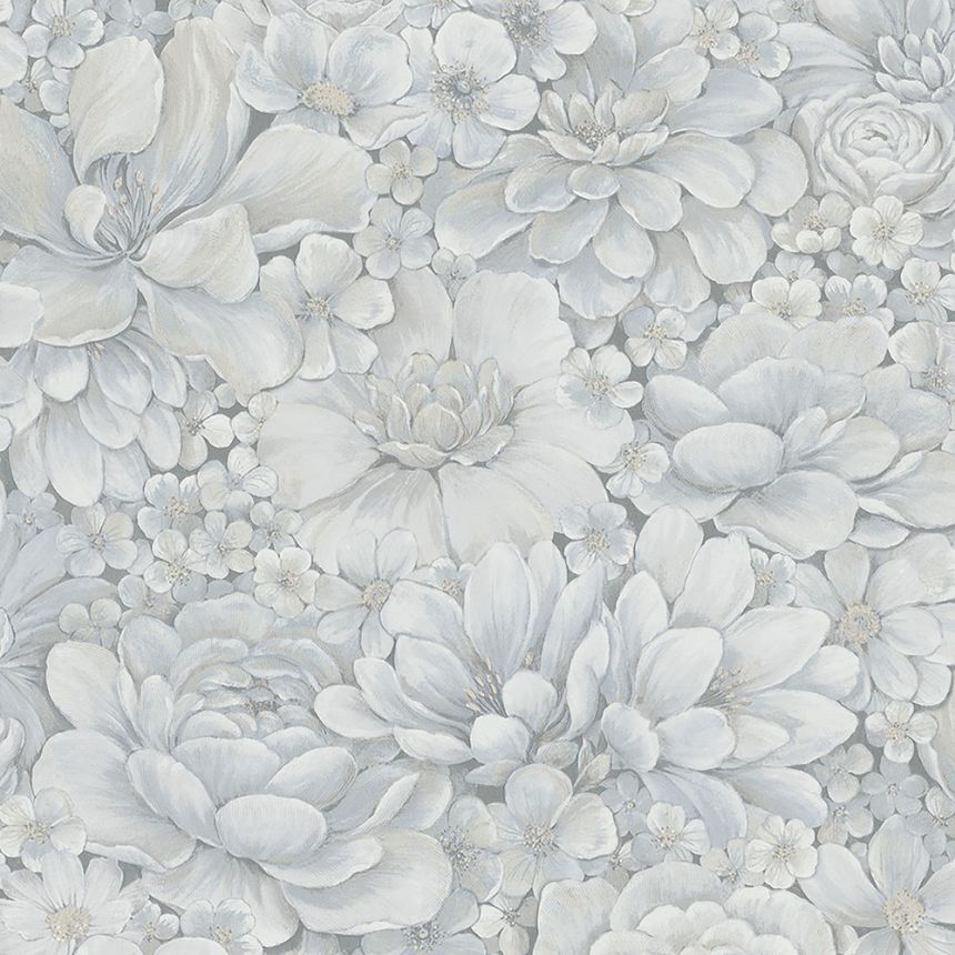 Luxury grey-blue wallpaper with flowers 33953, Botanica, Marburg
