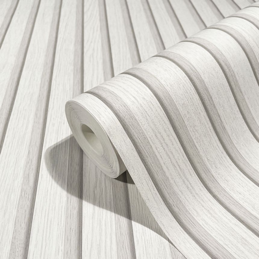 Luxury gray-white 3D wallpaper wood effect 33956, Botanica, Marburg