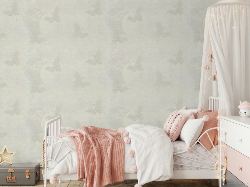 Luxury white-grey wallpaper, birds 72905, Zen, Emiliana Parati 