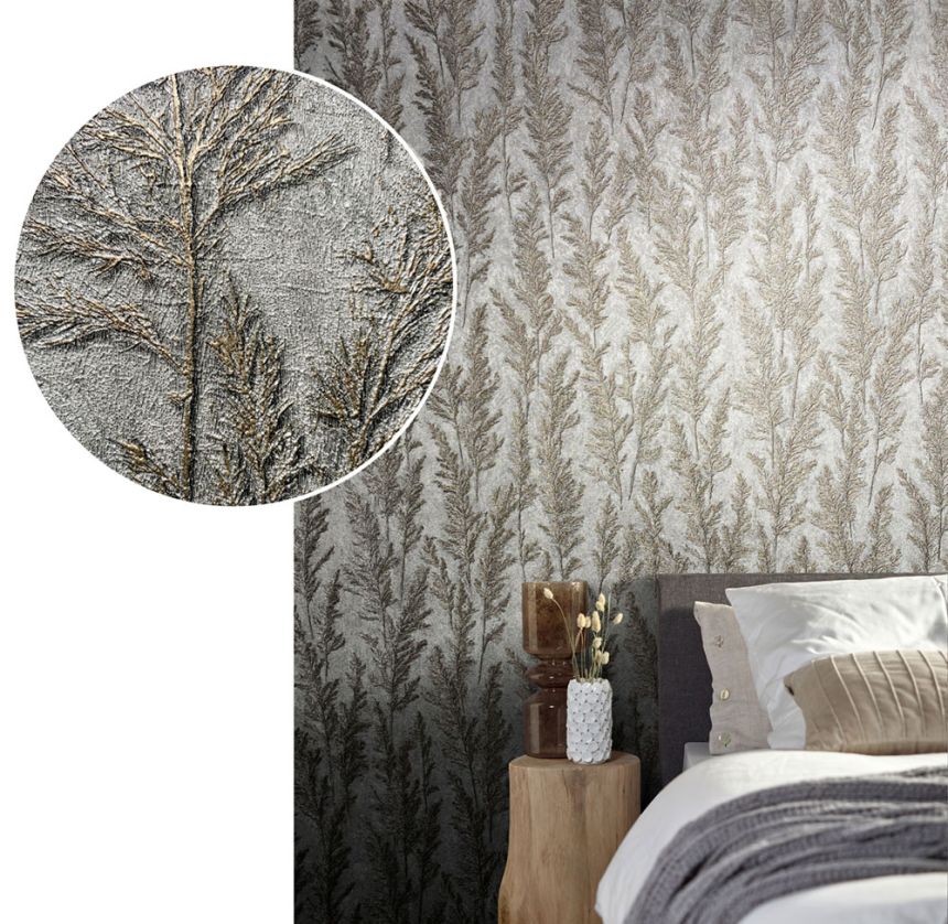 Luxury metallic wallpaper, blades of grass 33212, Natural Opulence, Marburg