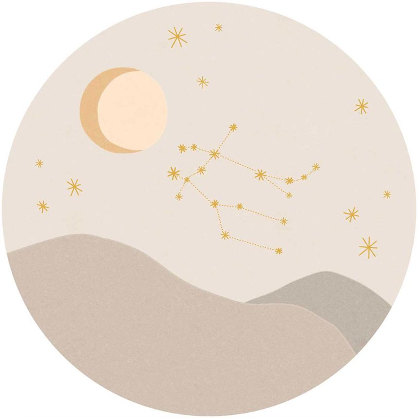 Beige circular wallpaper, Gemini Constellation 323125, Explore, Eijffinger, diameter 115 cm