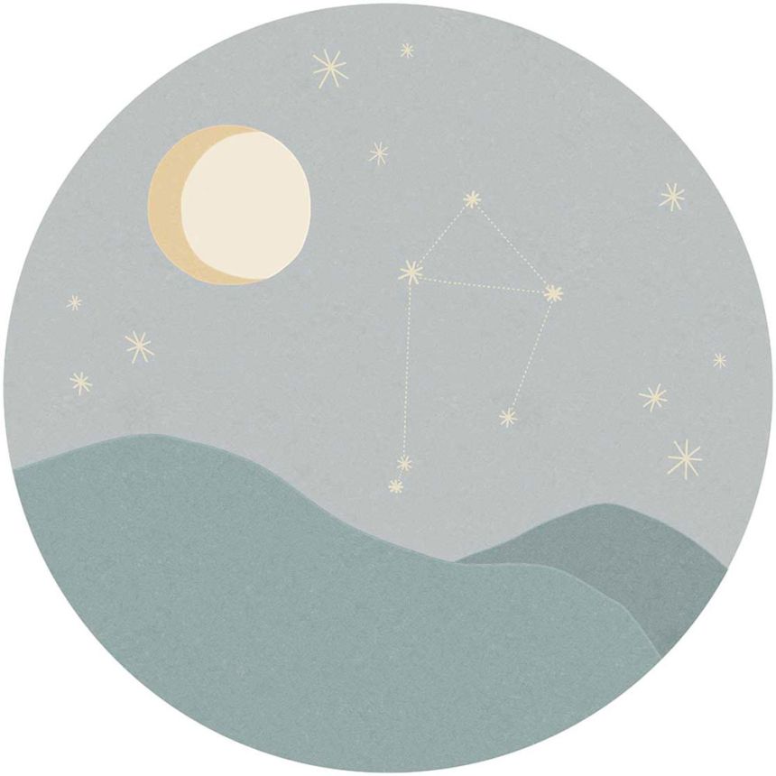 Blue circular wallpaper, Libra Constellation 323139, Explore, Eijffinger, diameter 115 cm