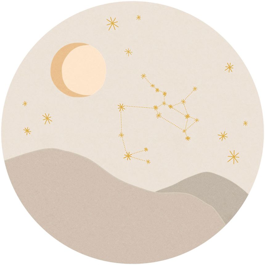 Beige circular wallpaper, Sagittarius Constellation 323143, Explore, Eijffinger, diameter 115 cm