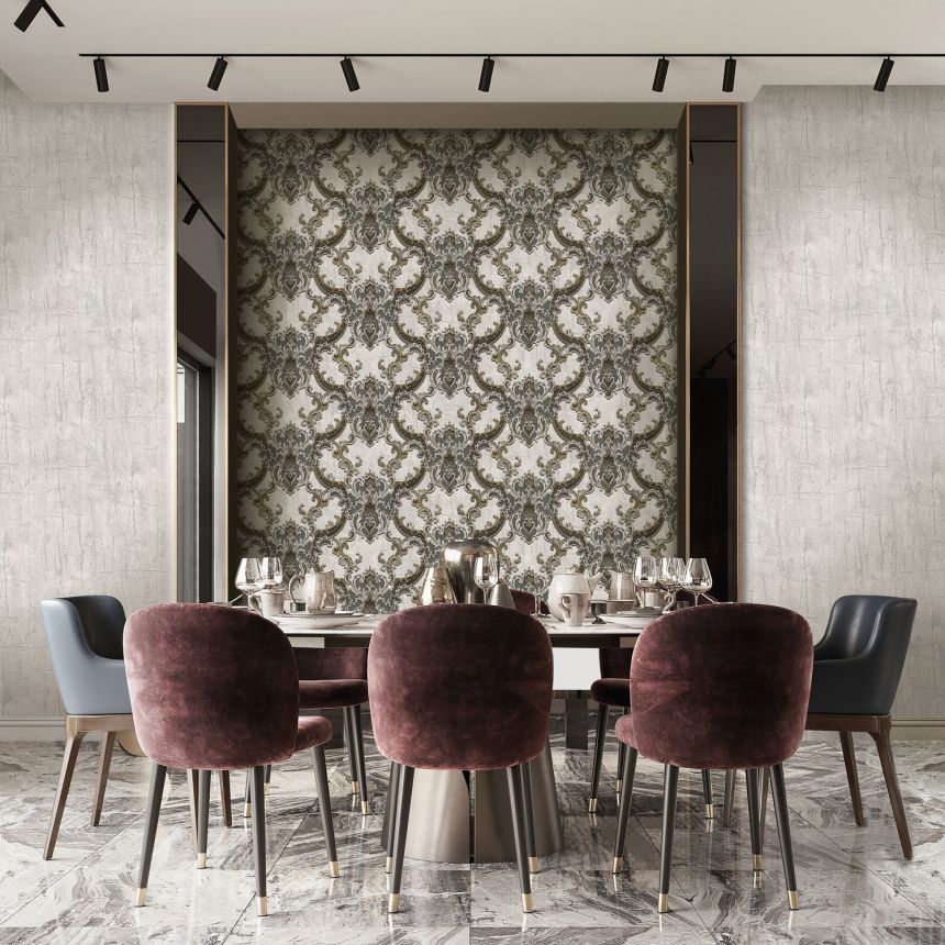 Luxury grey-silver wallpaper, imitation of cracked plaster, 86054, Valentin Yudashkin 5, Emiliana Parati