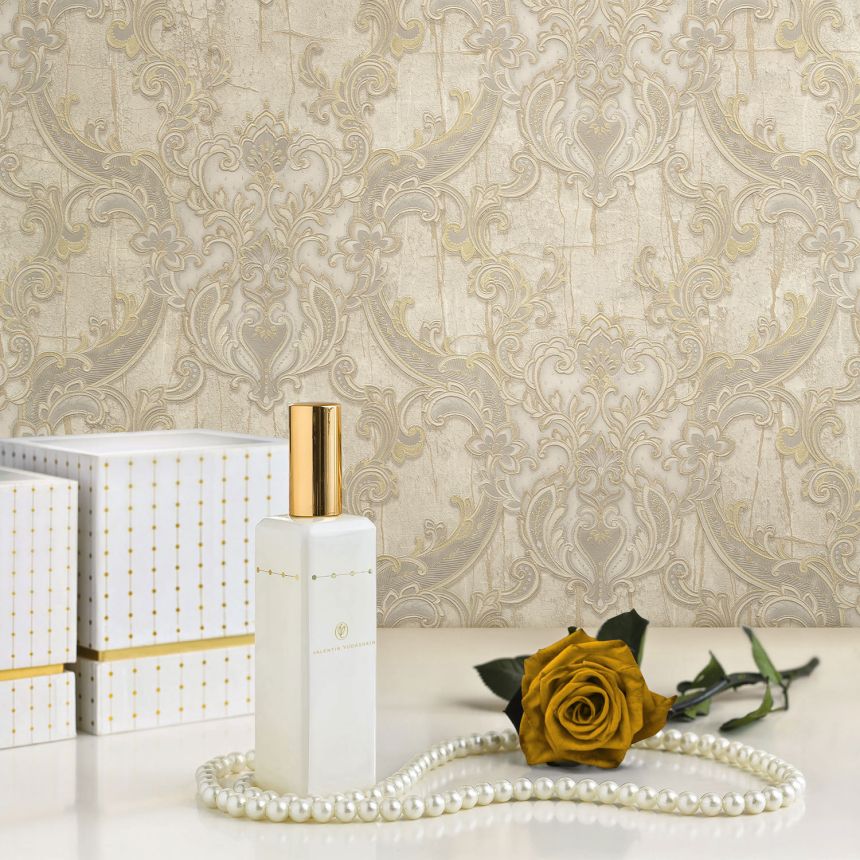 Luxury white-cream non-woven wallpaper, baroque ornaments, 86064, Valentin Yudashkin 5, Emiliana Parati