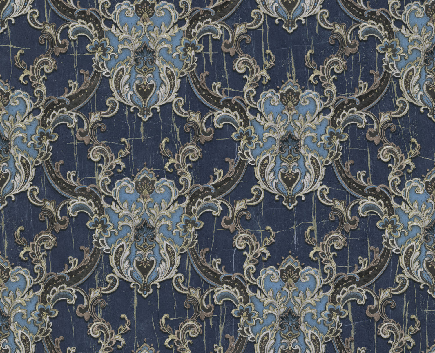 Luxury blue-gold non-woven wallpaper, baroque ornaments, 86065, Valentin Yudashkin 5, Emiliana Parati