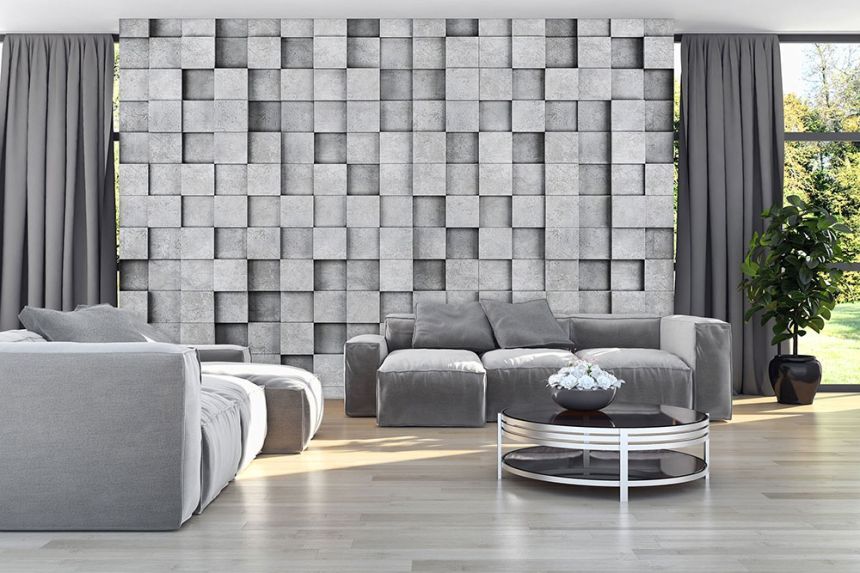 Non-woven photo mural wallpaper Concrete cubes 22110, 368 x 280 cm, Photomurals, Vavex