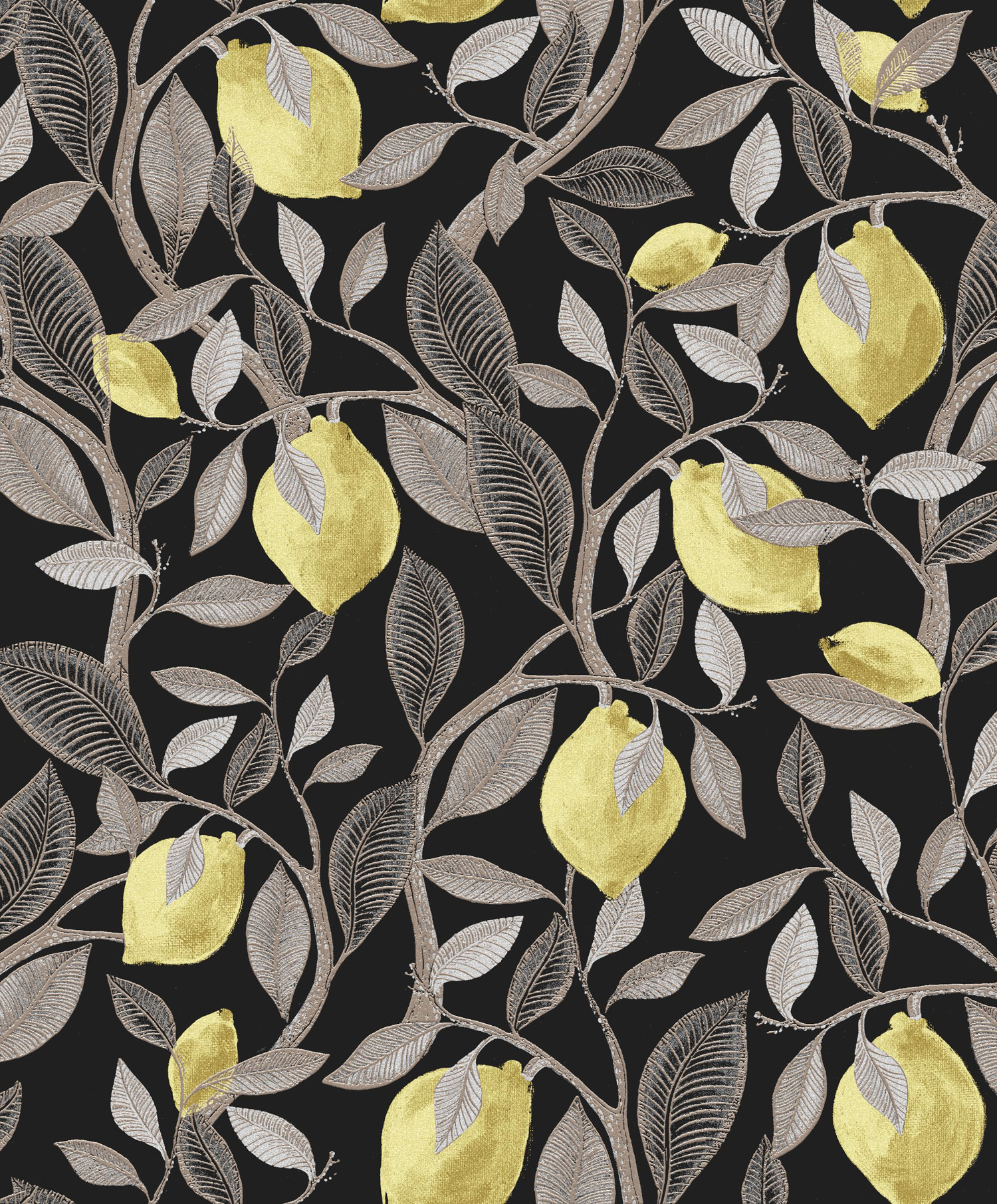 Black wallpaper with a lemon tree,  ILA101, Aquila, Khroma by Masureel