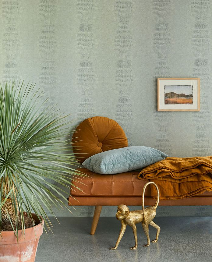 Green non-woven wallpaper, imitation animal skin, 333239, Unify, Eijffinger