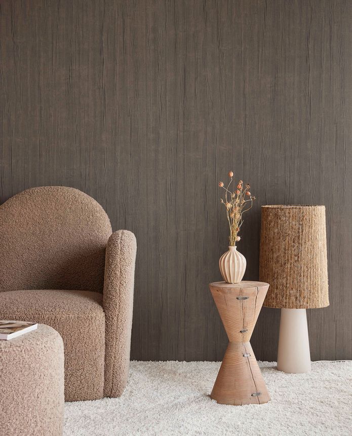 Brown non-woven wallpaper, fabric imitation, 333253, Unify, Eijffinger