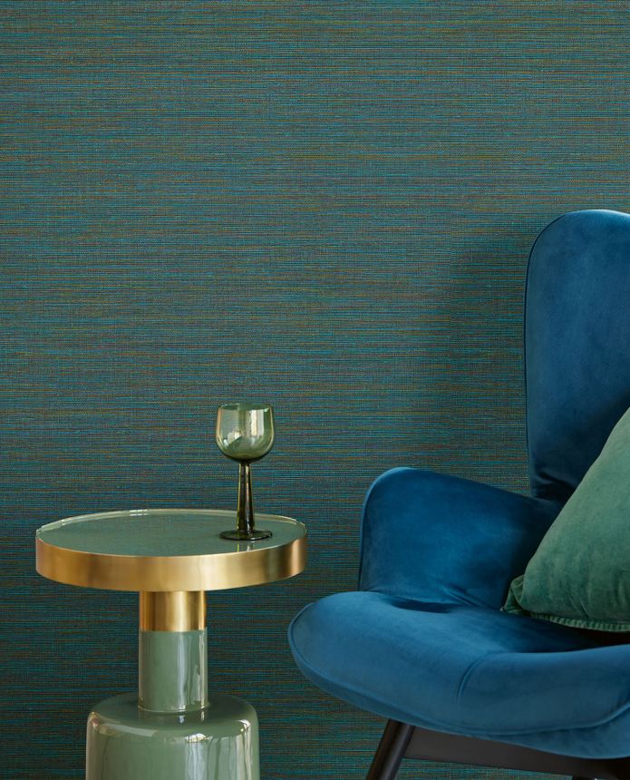 Green-blue non-woven wallpaper, fabric imitation, 333288, Unify, Eijffinger