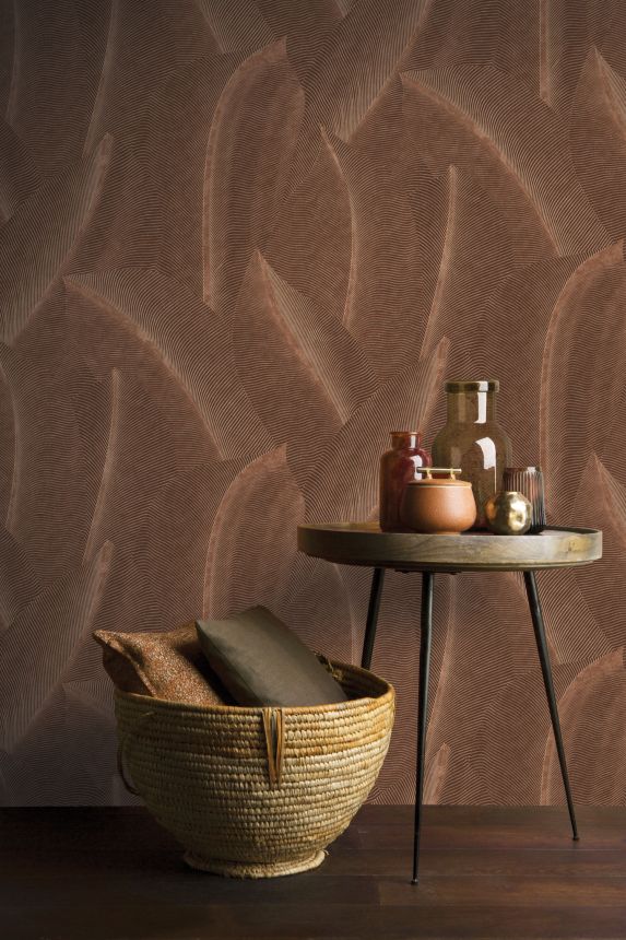 Brown wallpaper with leaves, AL26222, Allure, Decoprint