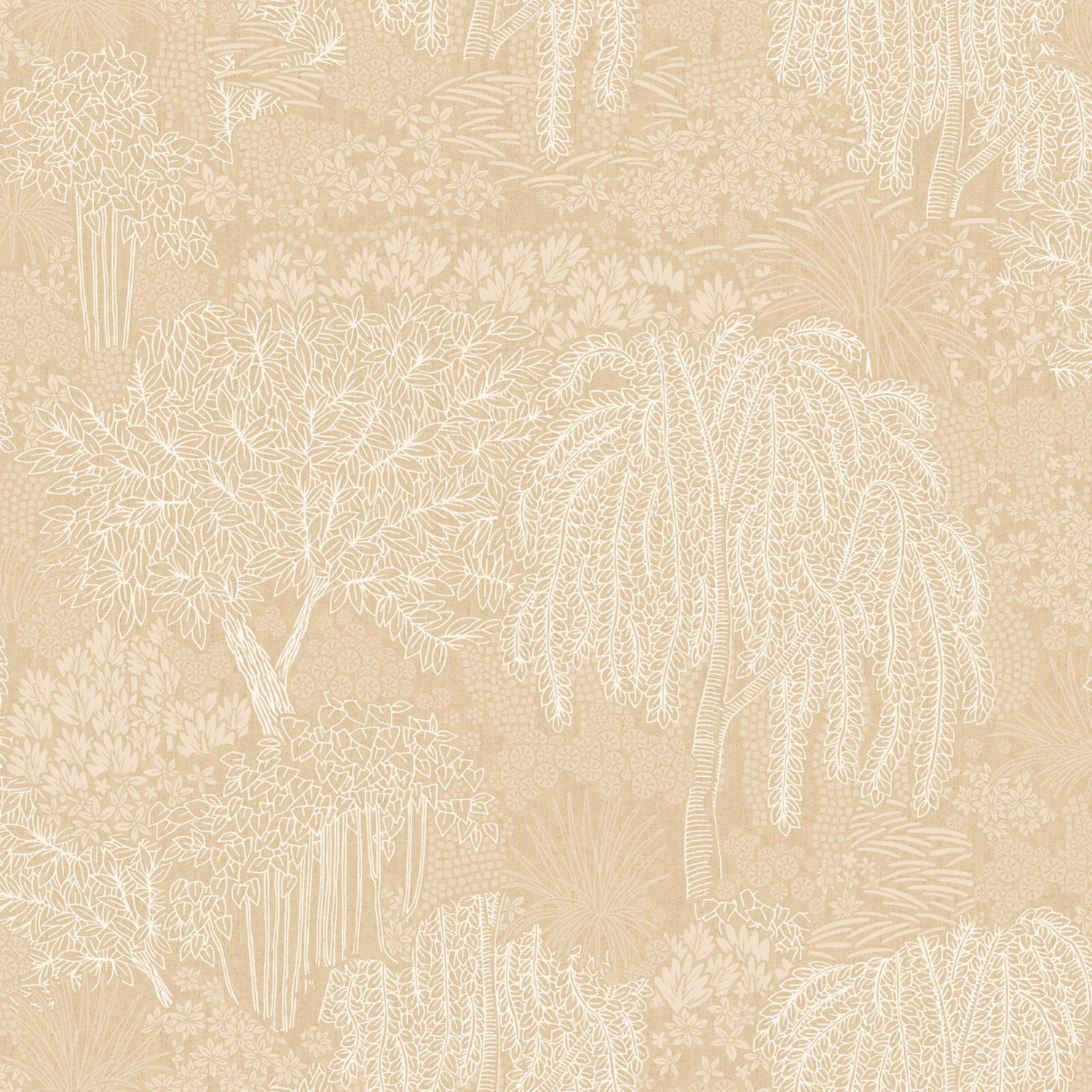 Beige wallpaper, trees, leaves, AL26261, Allure, Decoprint