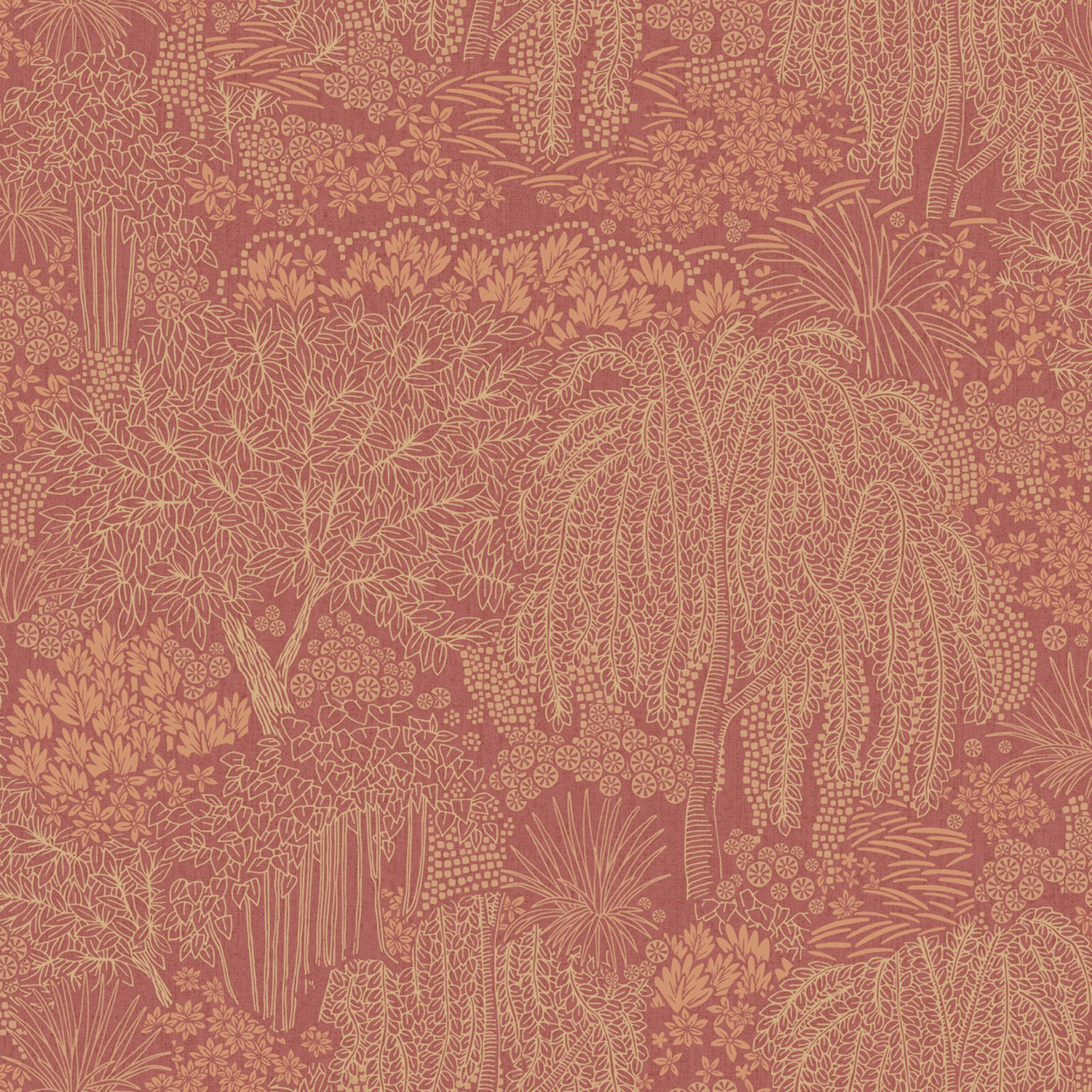 Wine red-gold wallpaper, trees, leaves, AL26263, Allure, Decoprint