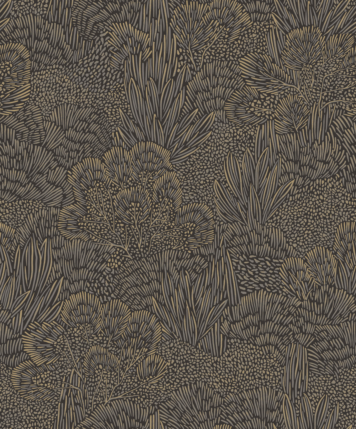 Black-gold wallpaper, landscape, trees, BA26065, Brazil, Decoprint