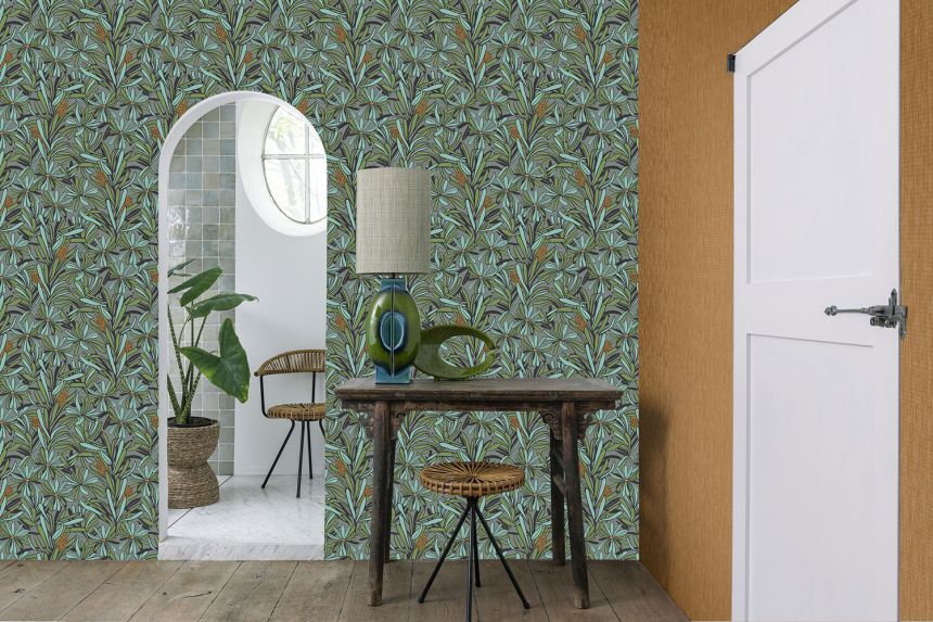Gray-beige floral wallpaper, BA26070, Brazil, Decoprint