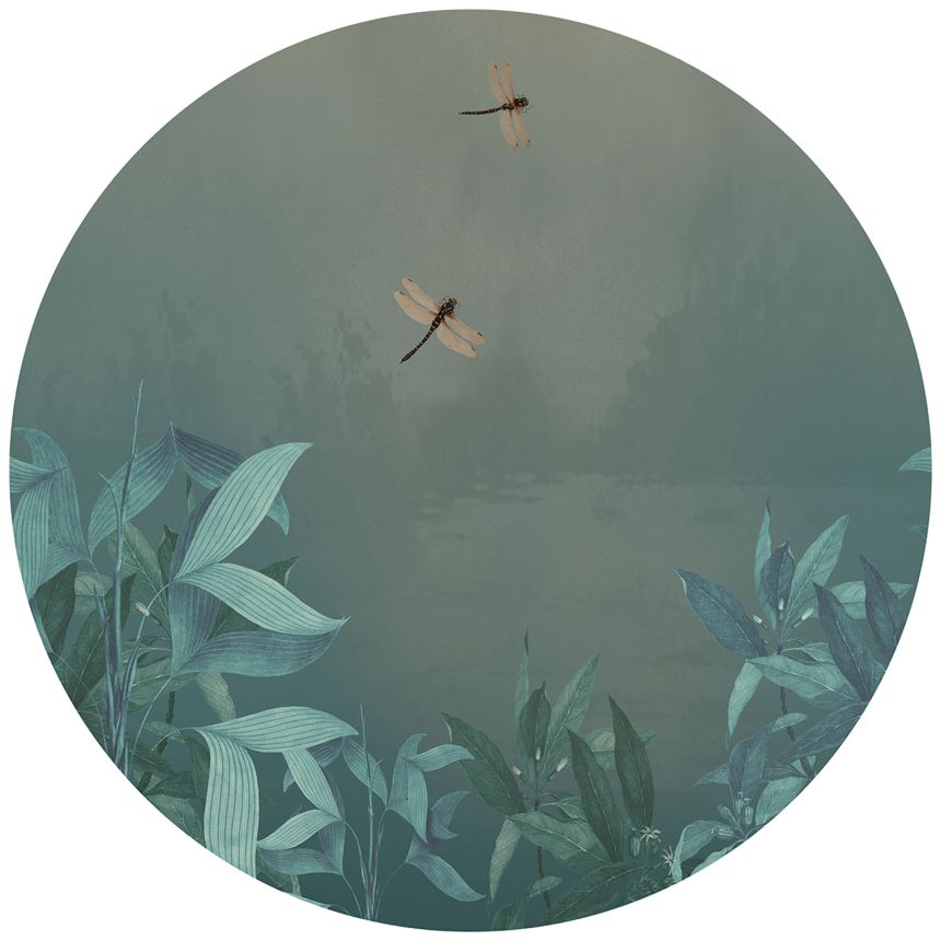 Pre-pasted circular non-woven wallpaper, Dragonflies, PLC030, Platinum Shapes, Decoprint