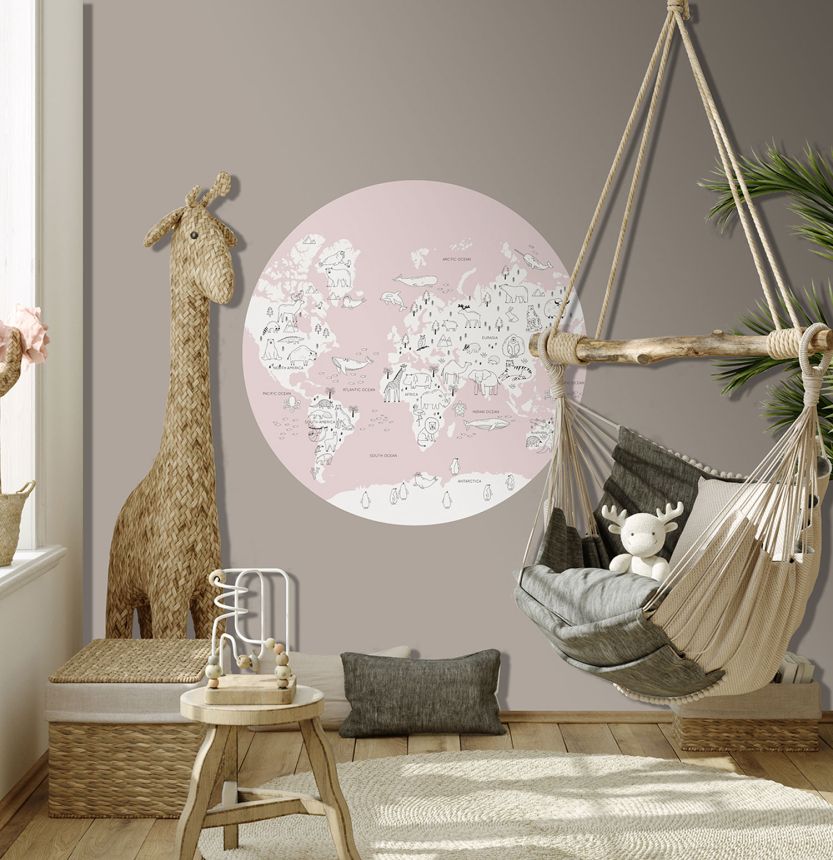 Pre-pasted children's non-woven wallpaper, World Map, PLC062, Platinum Shapes, Decoprint