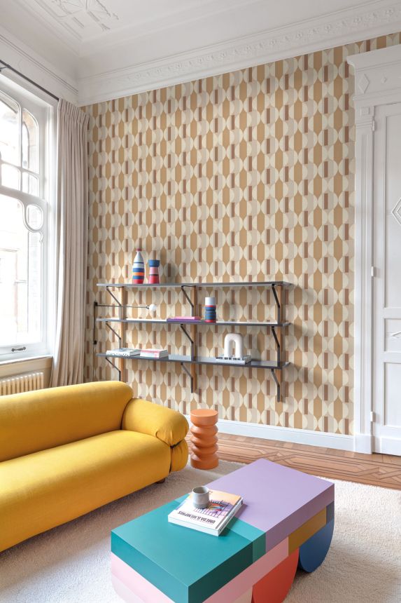 Brown-beige geometric pattern wallpaper, CU3105, Cumaru, Grandeco