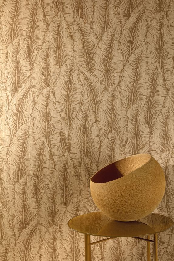Brown wallpaper with leaves, CU3205, Cumaru, Grandeco