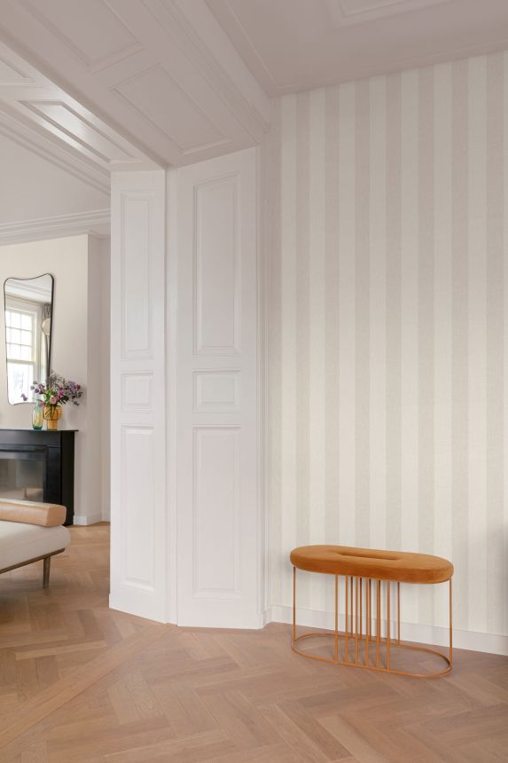 Gray-silver striped wallpaper, fabric imitation, AT4009, Atmosphere, Grandeco