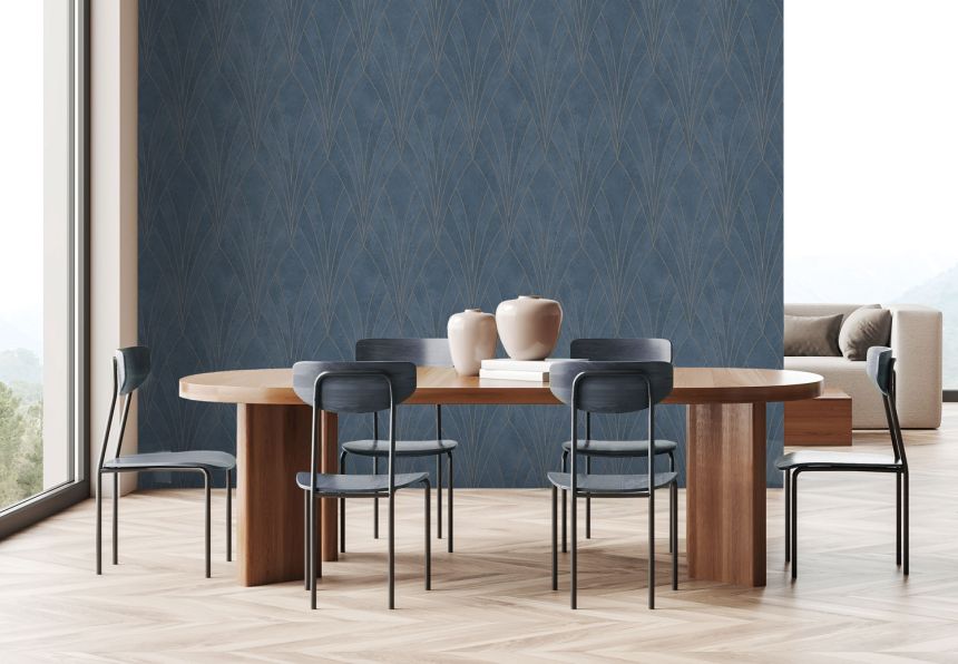 Blue geometric wallpaper, Art Deco, L85601, Elegance, Ugepa