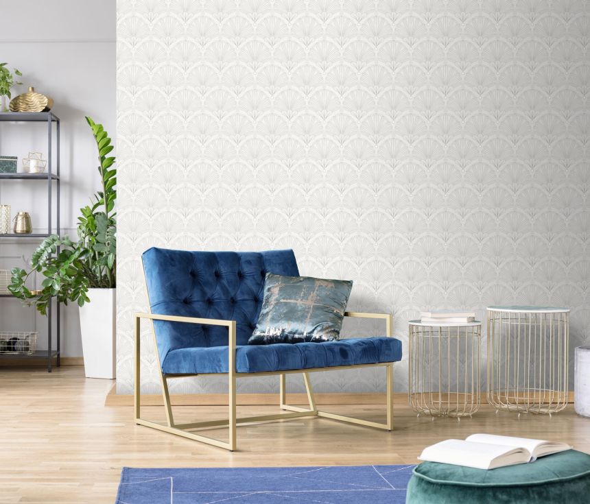 White-silver wallpaper Art Deco, M53300, Elegance, Ugepa