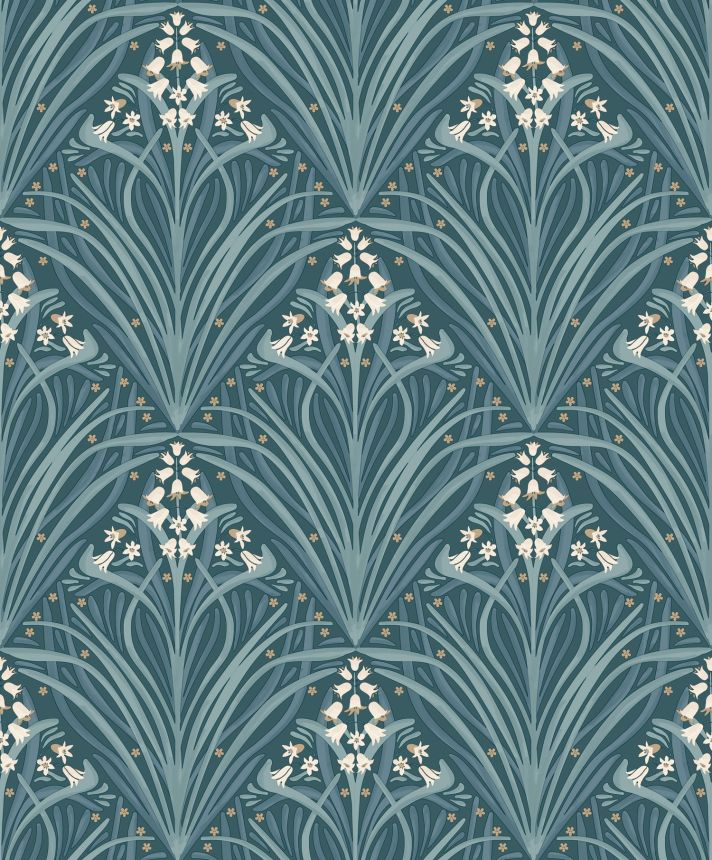 Green floral wallpaper, Art Deco, M66114, Elegance, Ugepa