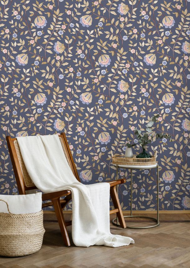 Blue floral wallpaper, B19911, Botanique, Ugepa
