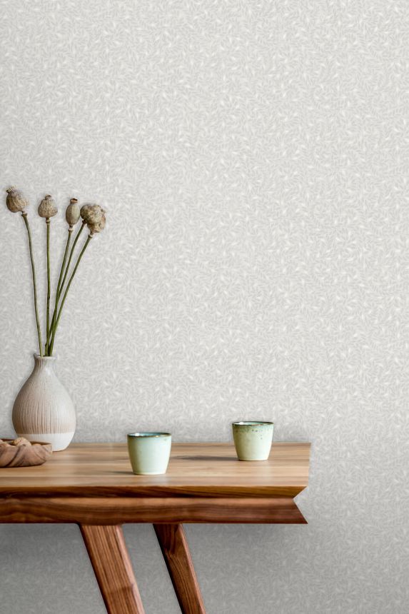 Grey-white wallpaper with twigs, M67400, Botanique, Ugepa