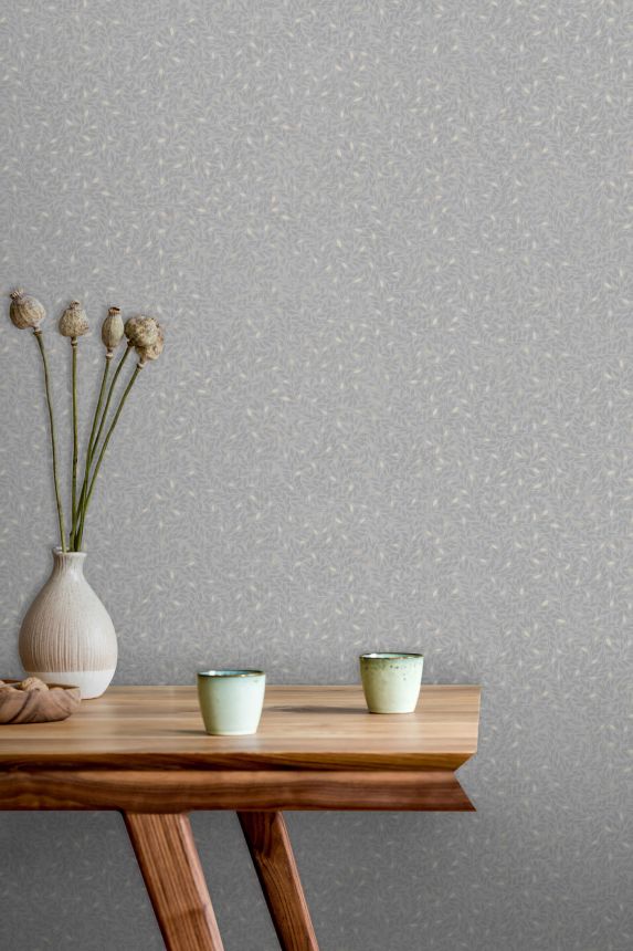 Gray wallpaper with twigs, M67409, Botanique, Ugepa