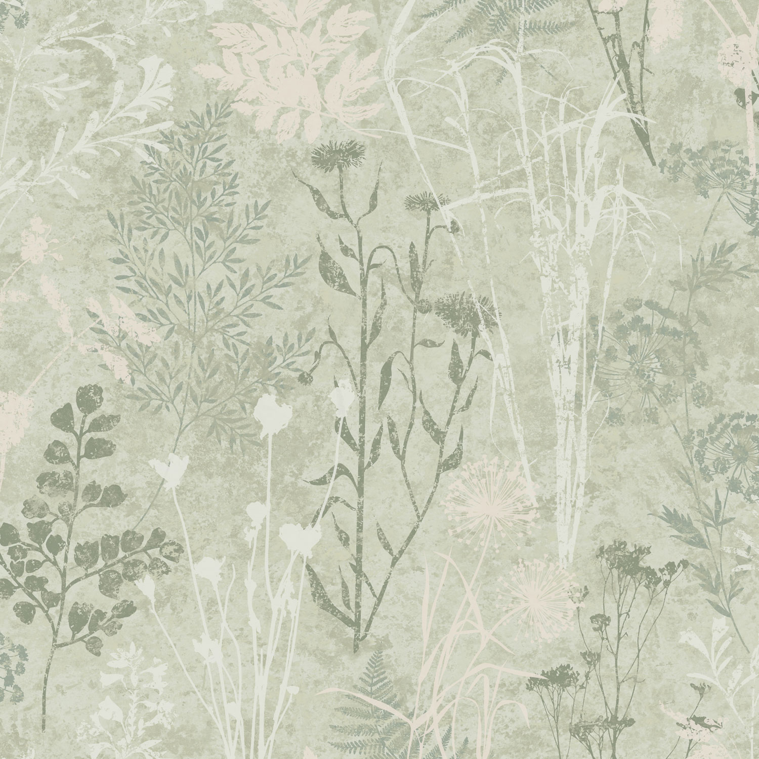 Green wallpaper, flowers, leaves, 120716, Vavex 2025