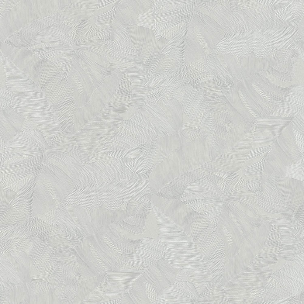 Grey wallpaper with embossed leaves, TI2104, Time 2025, Grandeco